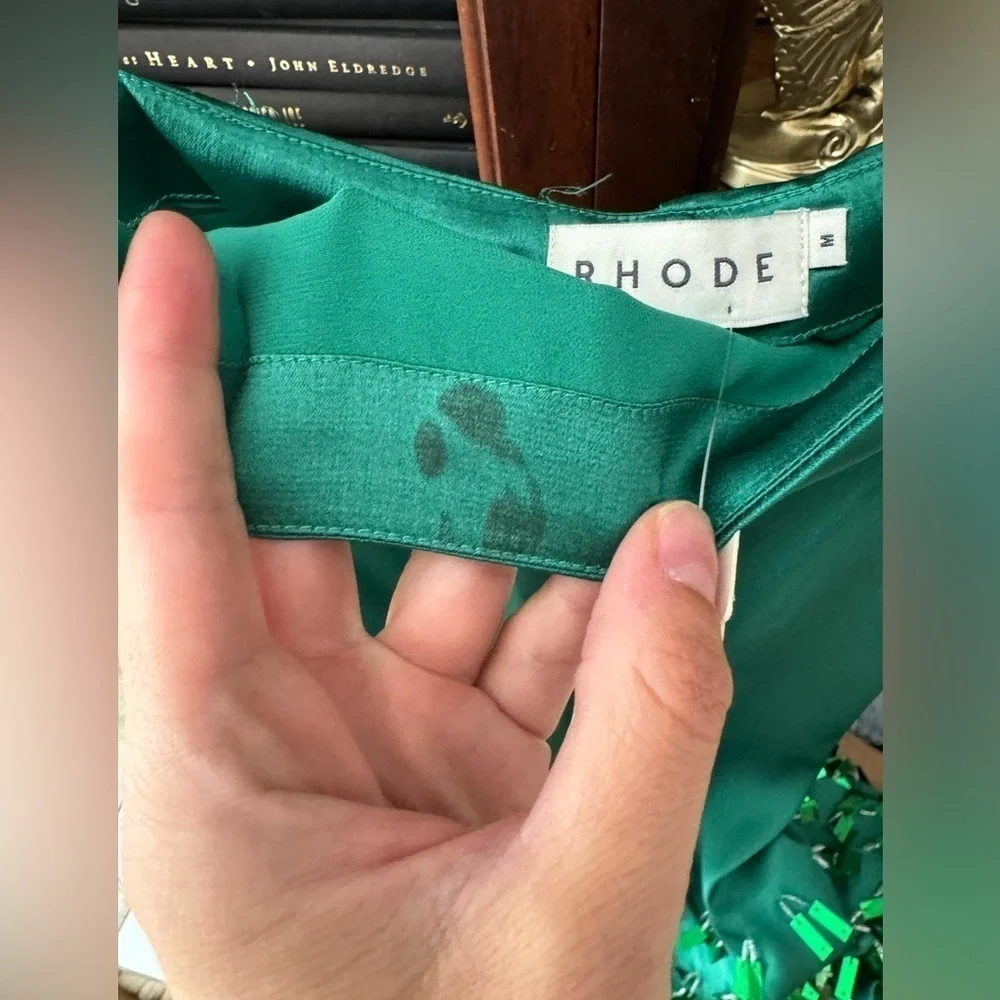 Rhode- NWT Green Silk Rhett Tassel Thin Strap Mini Cocktail Dress - Picture 5 of 8
